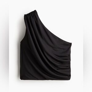 H&M Black One Shoulder Crop Top Size Large
